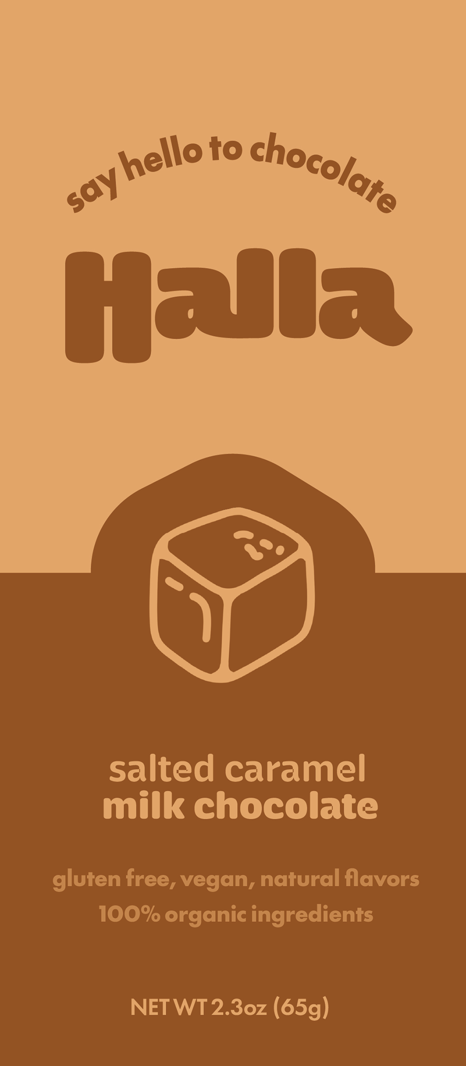 Halla Packaging Salted Caramel Milk Chocolate Front Side