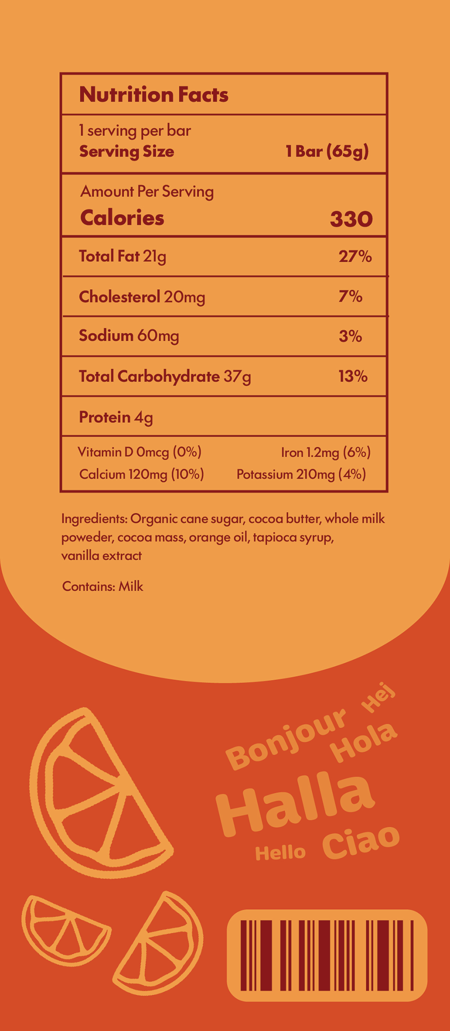 Halla Packaging Orange Milk Chocolate Back Side