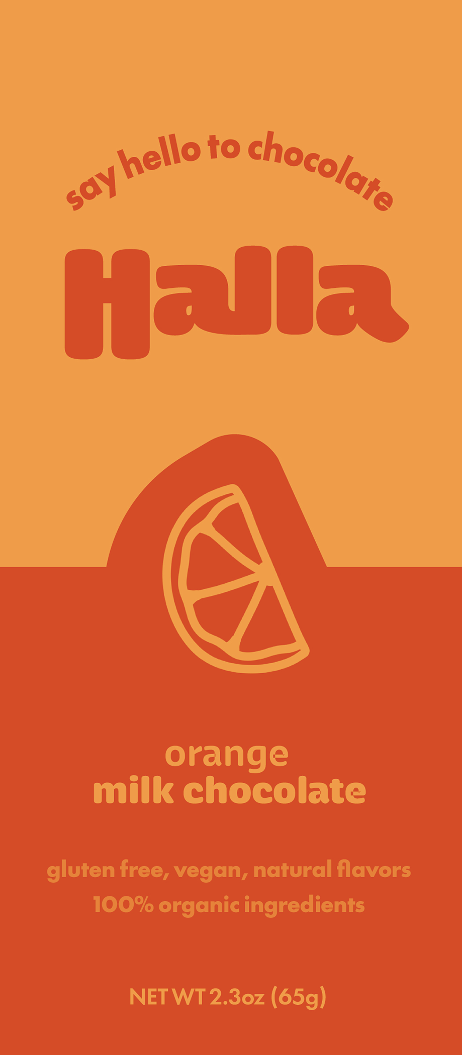 Halla Packaging Orange Milk Chocolate Front Side